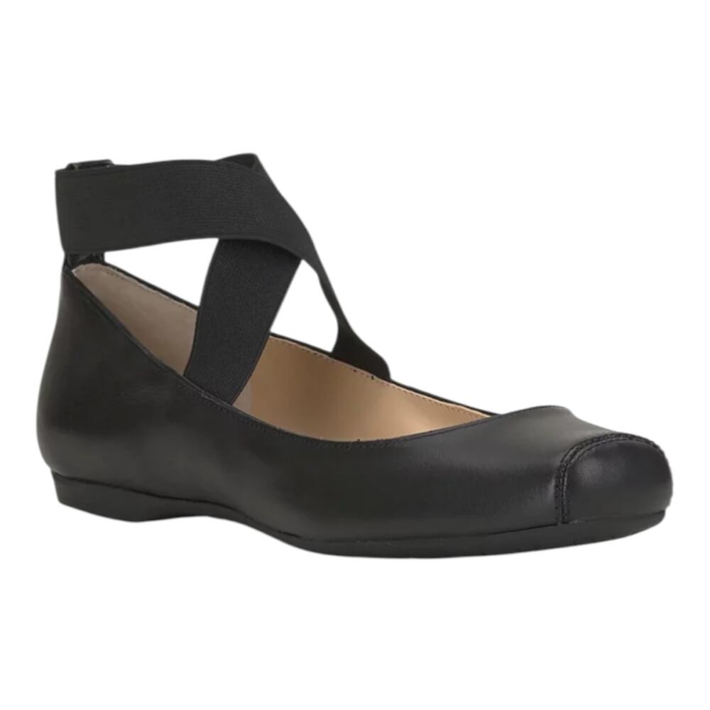 Jessica Simpson Women's Mandalaye Leather Strappy Ballet Flats Black Size 8 1/2